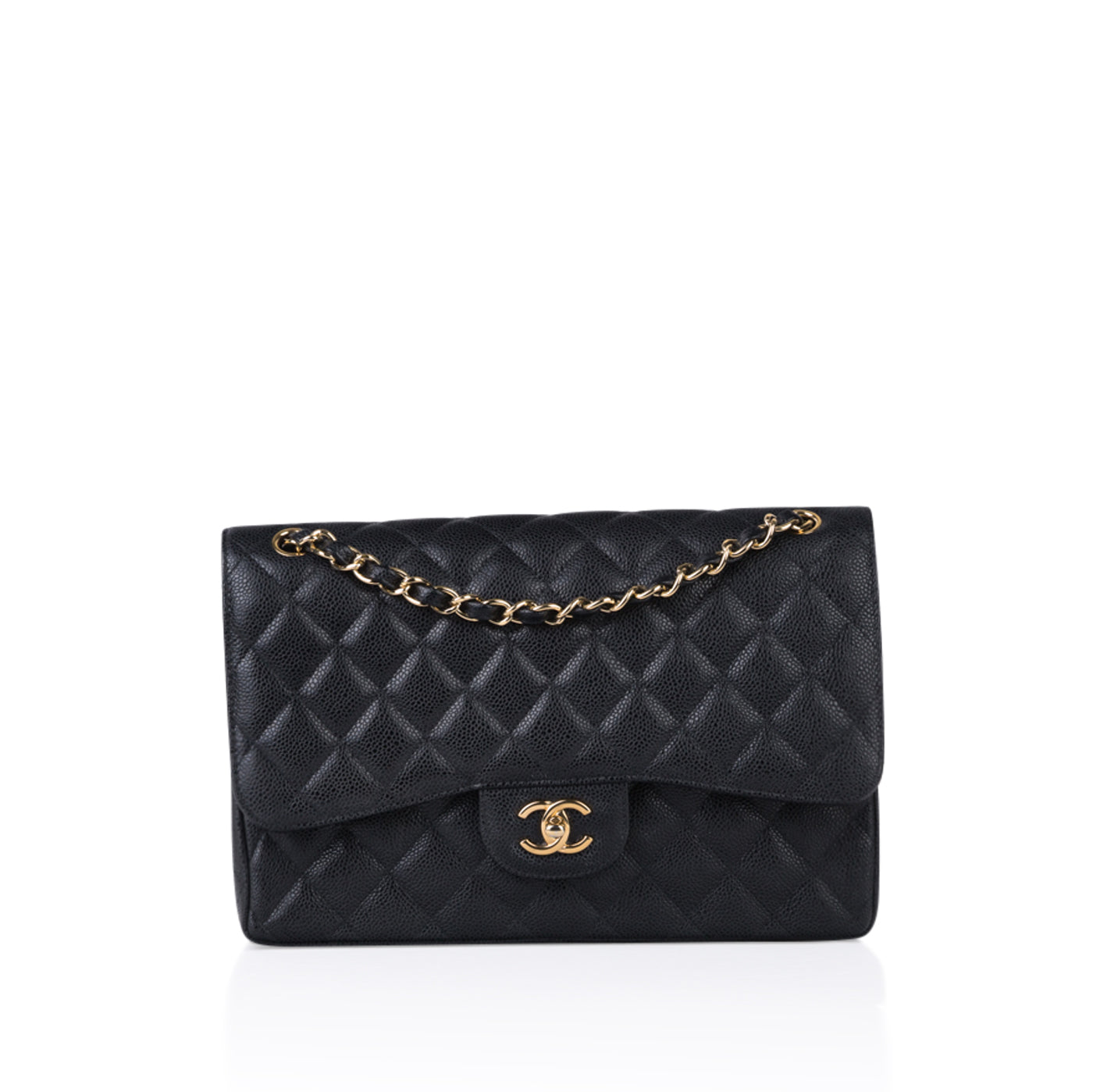 Chanel - Classic Flap Bag - Jumbo - Black Caviar Leather - GHW
