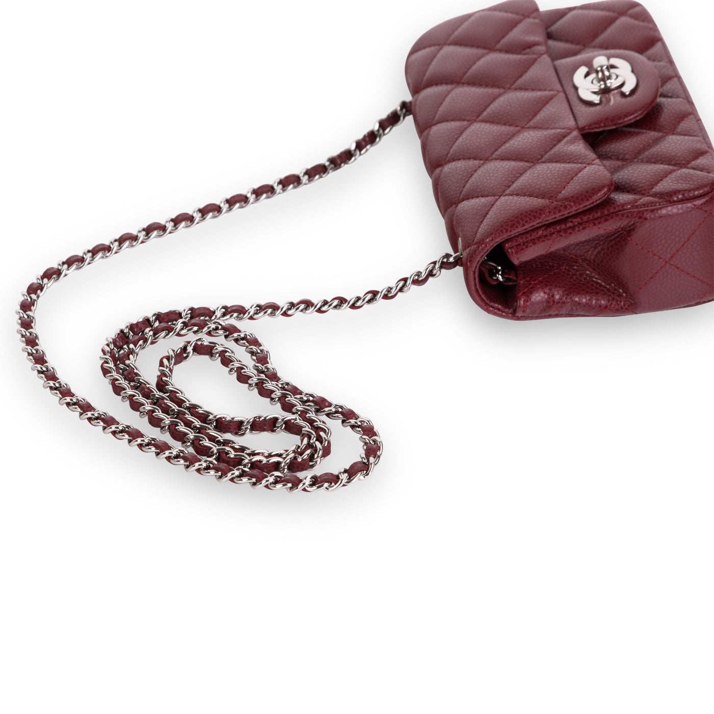 Chanel - Classic Flap Bag - Extra Mini - Burgundy - SHW