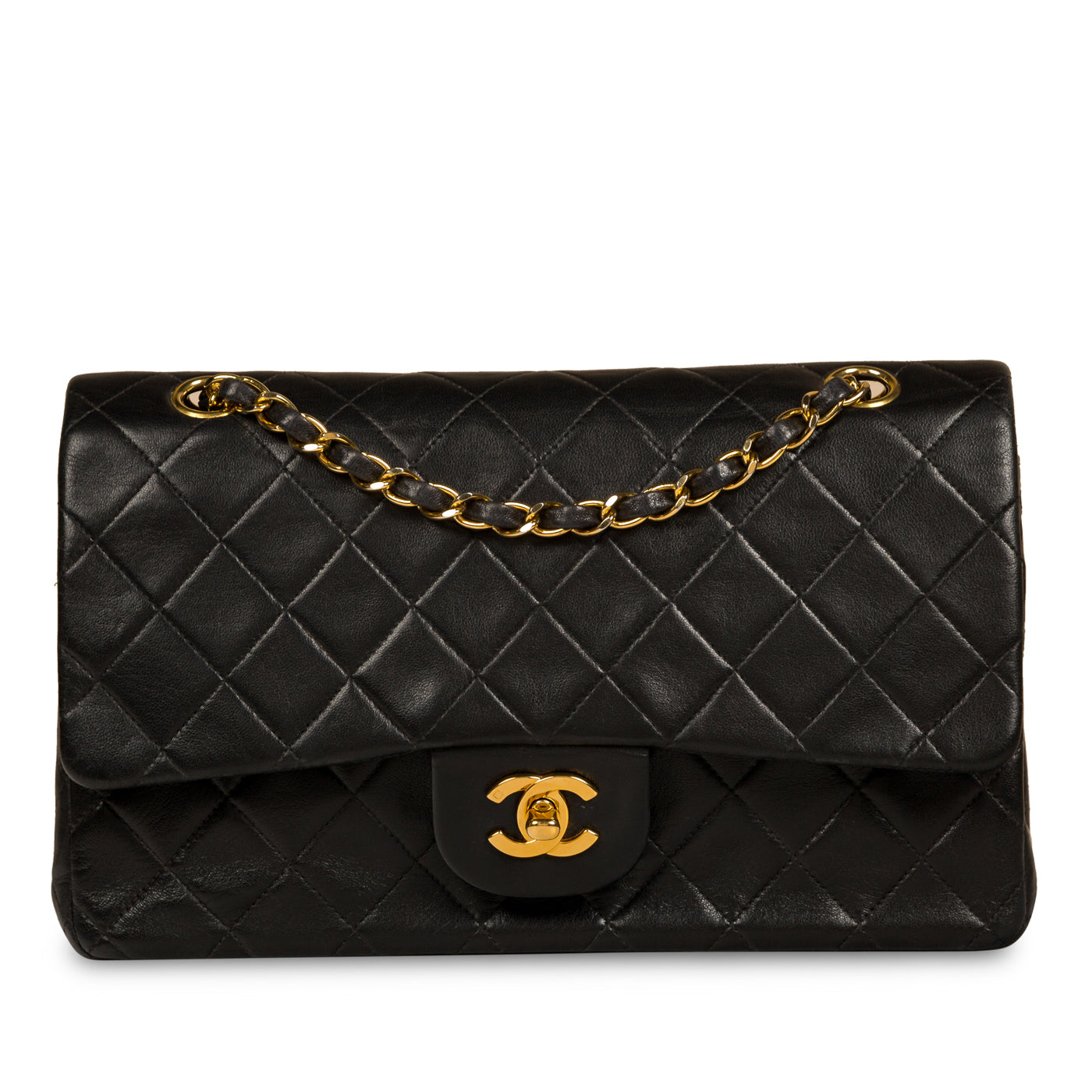 Chanel - Classic Flap Bag - Medium - Black Lambskin - GHW - Pre