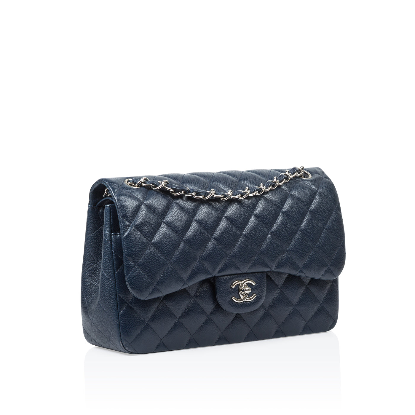 Jumbo Navy Classic Flap Bag