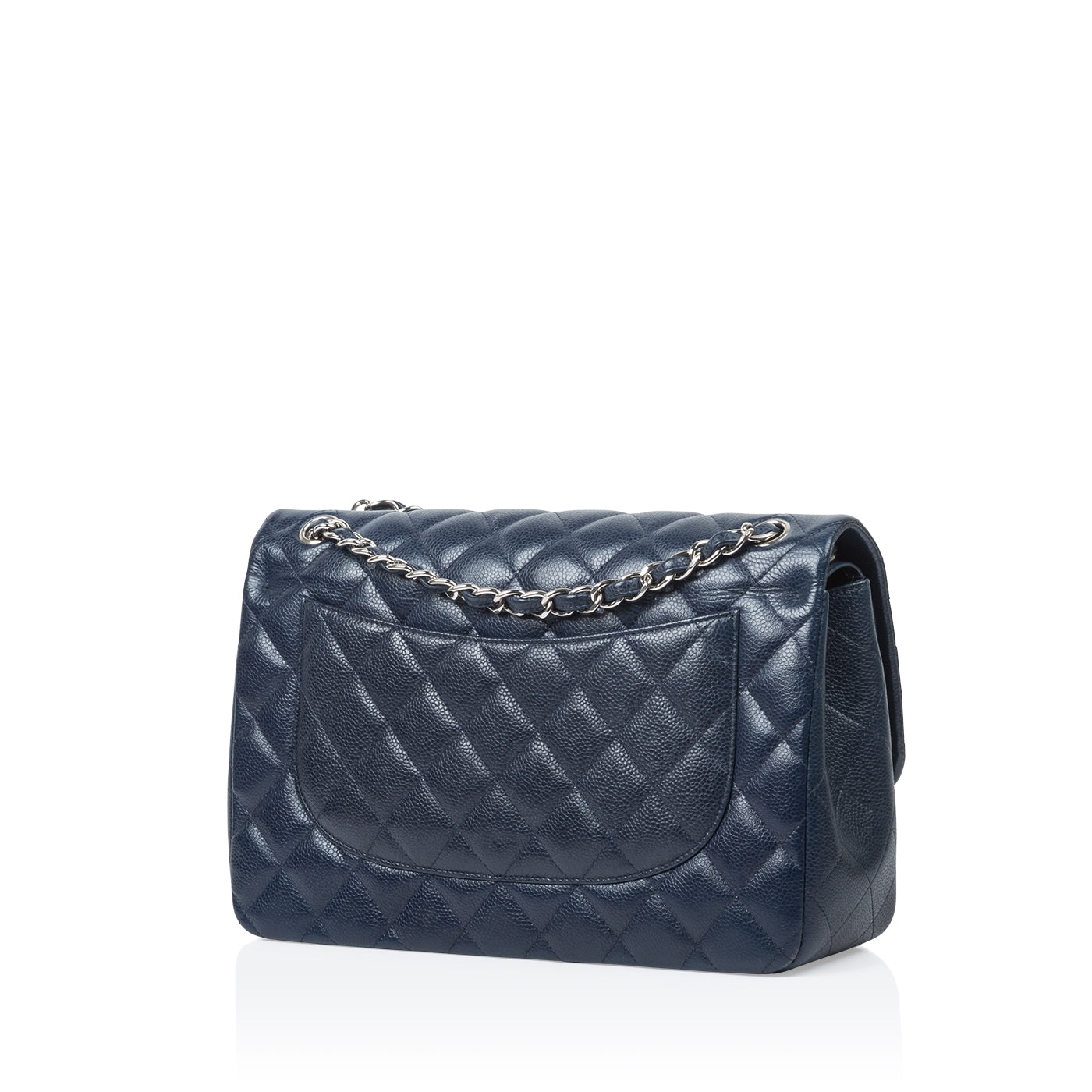 Jumbo Navy Classic Flap Bag