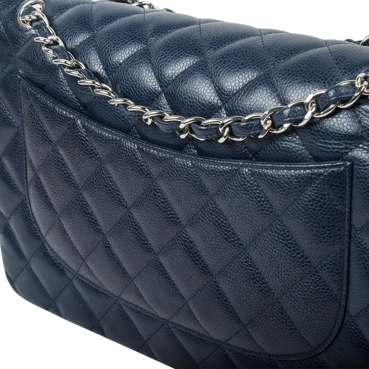 Jumbo Navy Classic Flap Bag