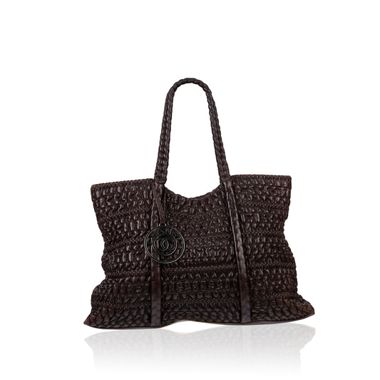 Interwoven leather tote