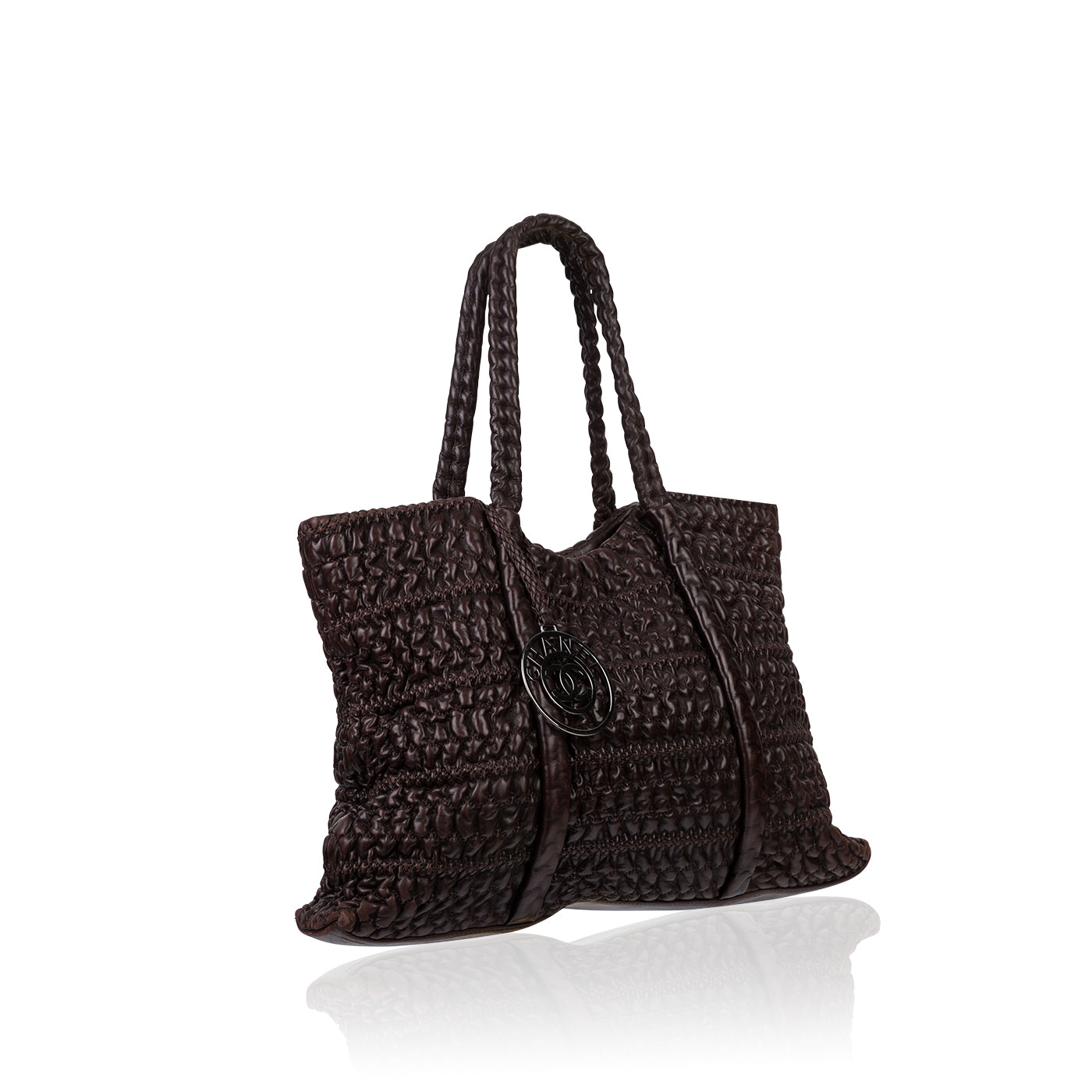 Interwoven leather tote