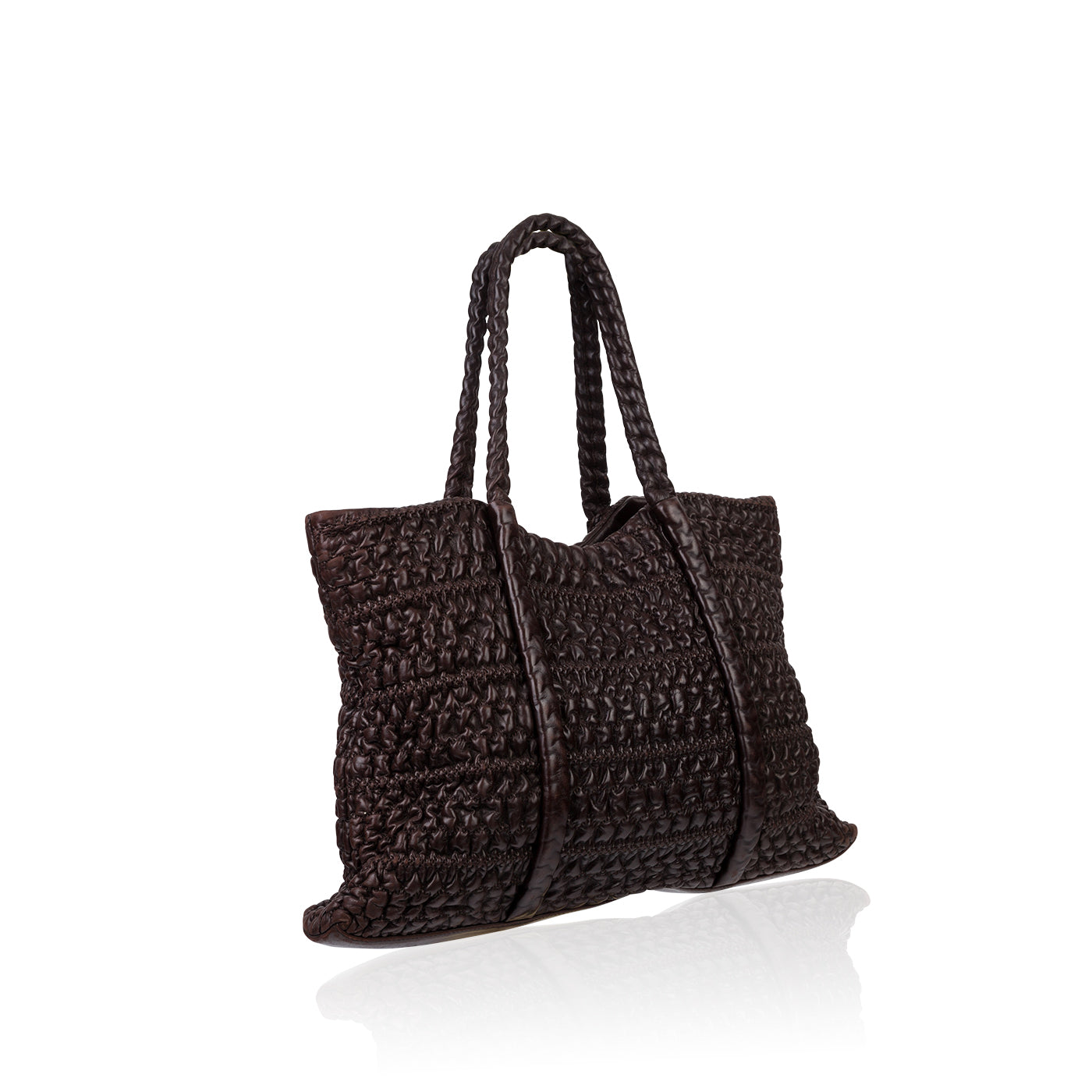 Interwoven leather tote