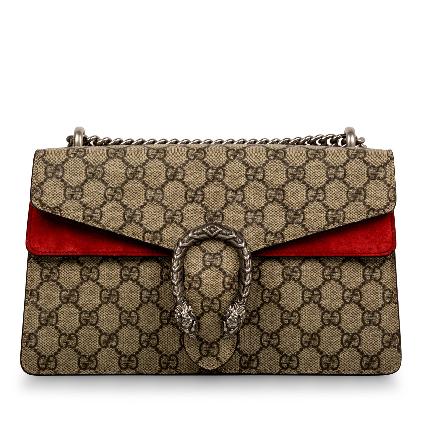 Gucci Dionysus GG Supreme Suede Mini Red in Suede with Silver-tone