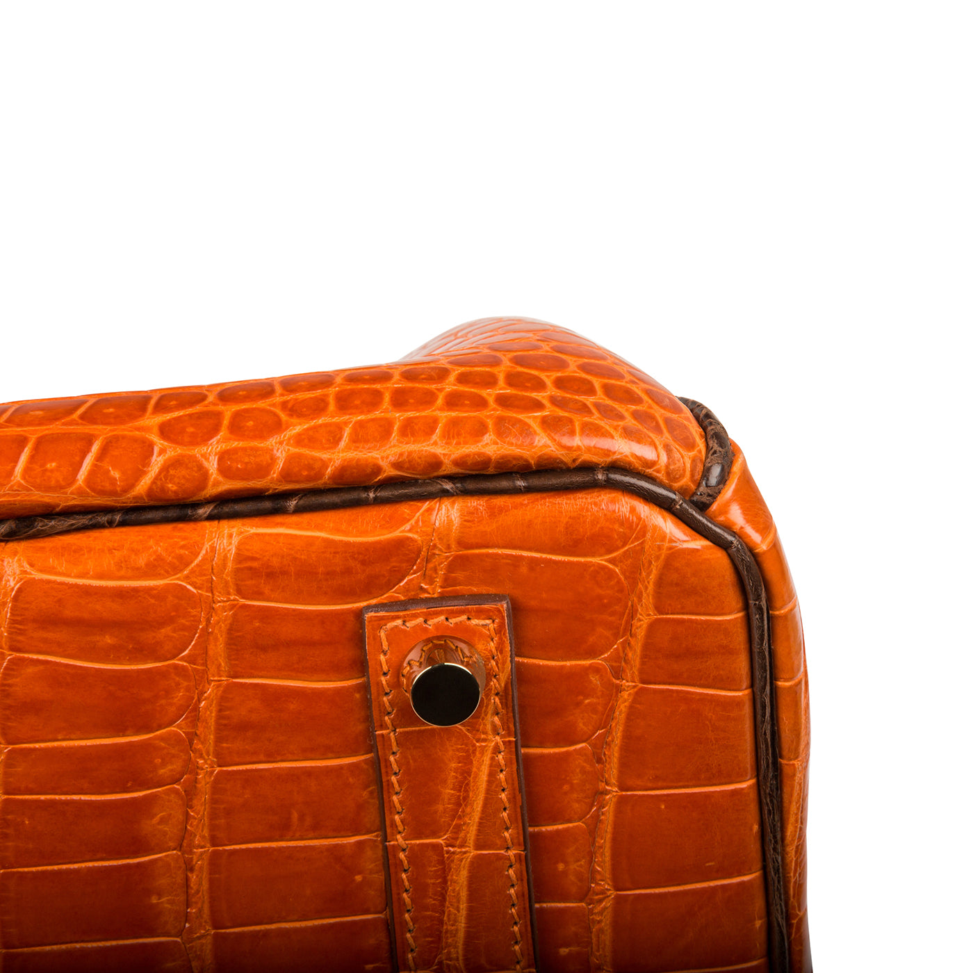 Birkin 35 - Orange/Brown - Shiny Porous Crocodile