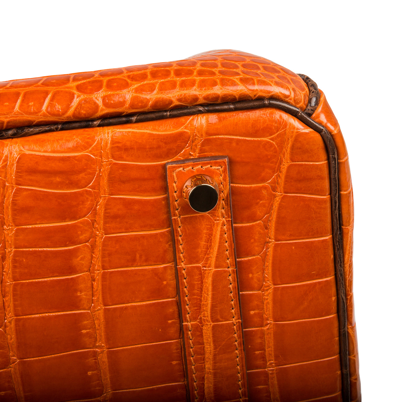 Birkin 35 - Orange/Brown - Shiny Porous Crocodile