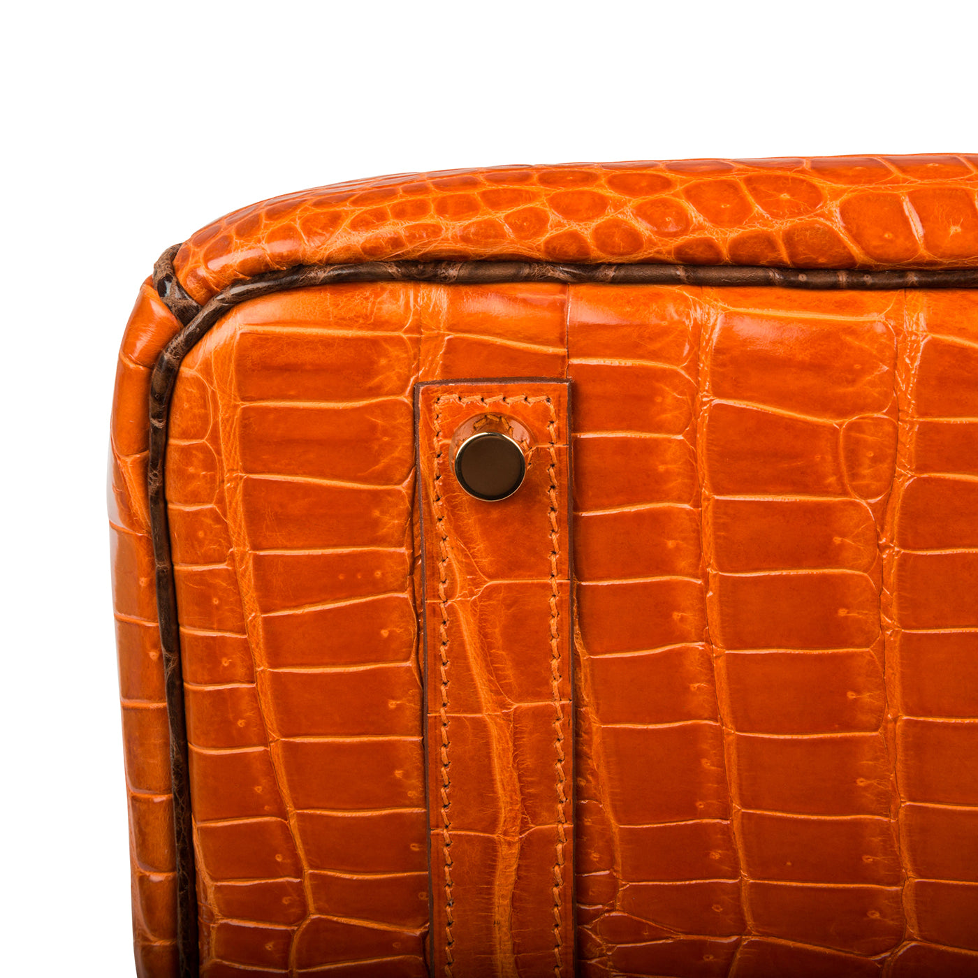 Birkin 35 - Orange/Brown - Shiny Porous Crocodile