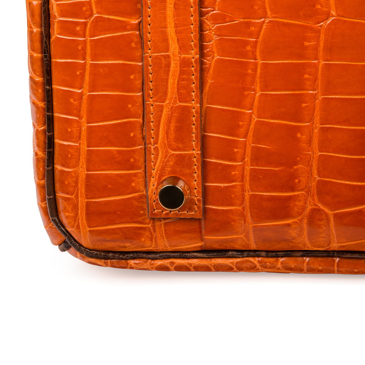 Birkin 35 - Orange/Brown - Shiny Porous Crocodile