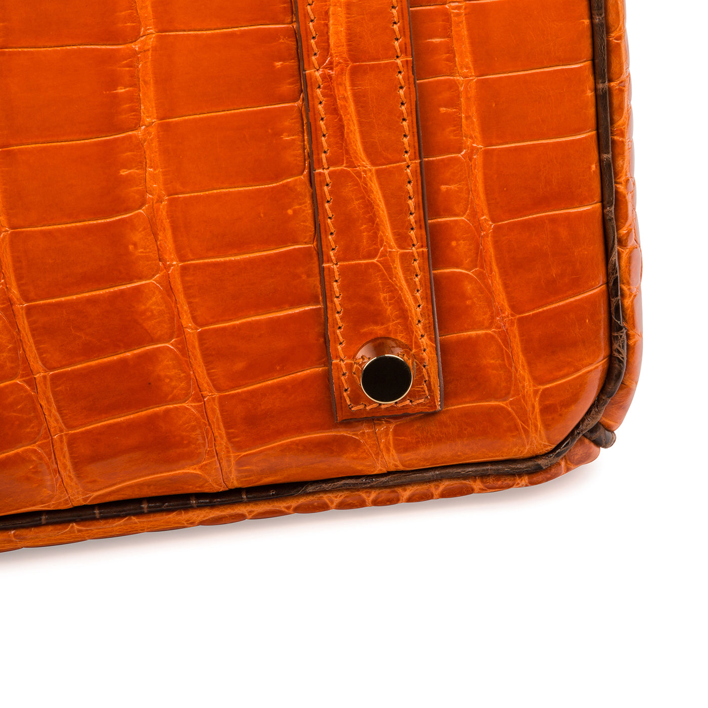 Birkin 35 - Orange/Brown - Shiny Porous Crocodile