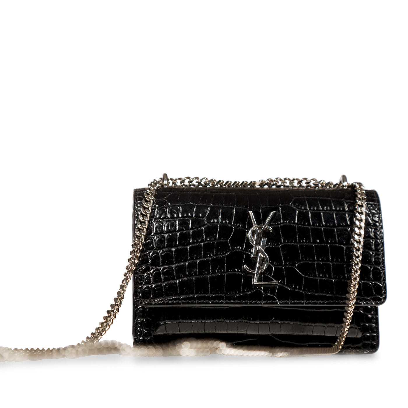 Saint Laurent Mini Sunset Croc Embossed Pre Loved Bagista