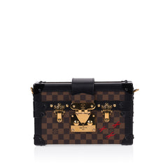 Louis Vuitton Petite Malle Bag in Damier Ebene with Golden Brass Hardware