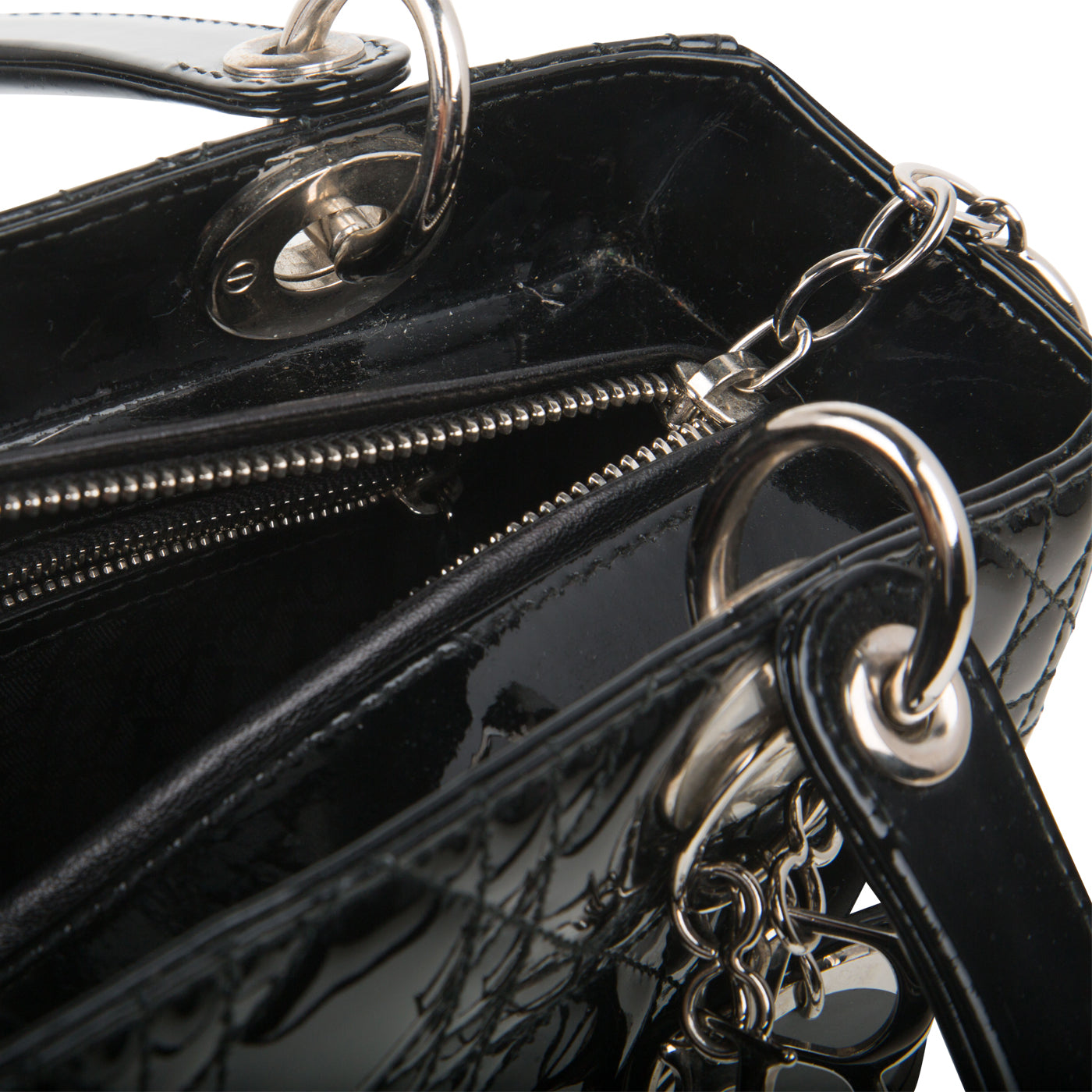 Lady Dior Black Patent Leather Medium