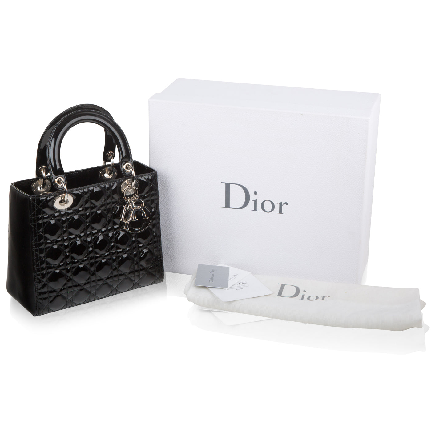 Lady Dior Black Patent Leather Medium