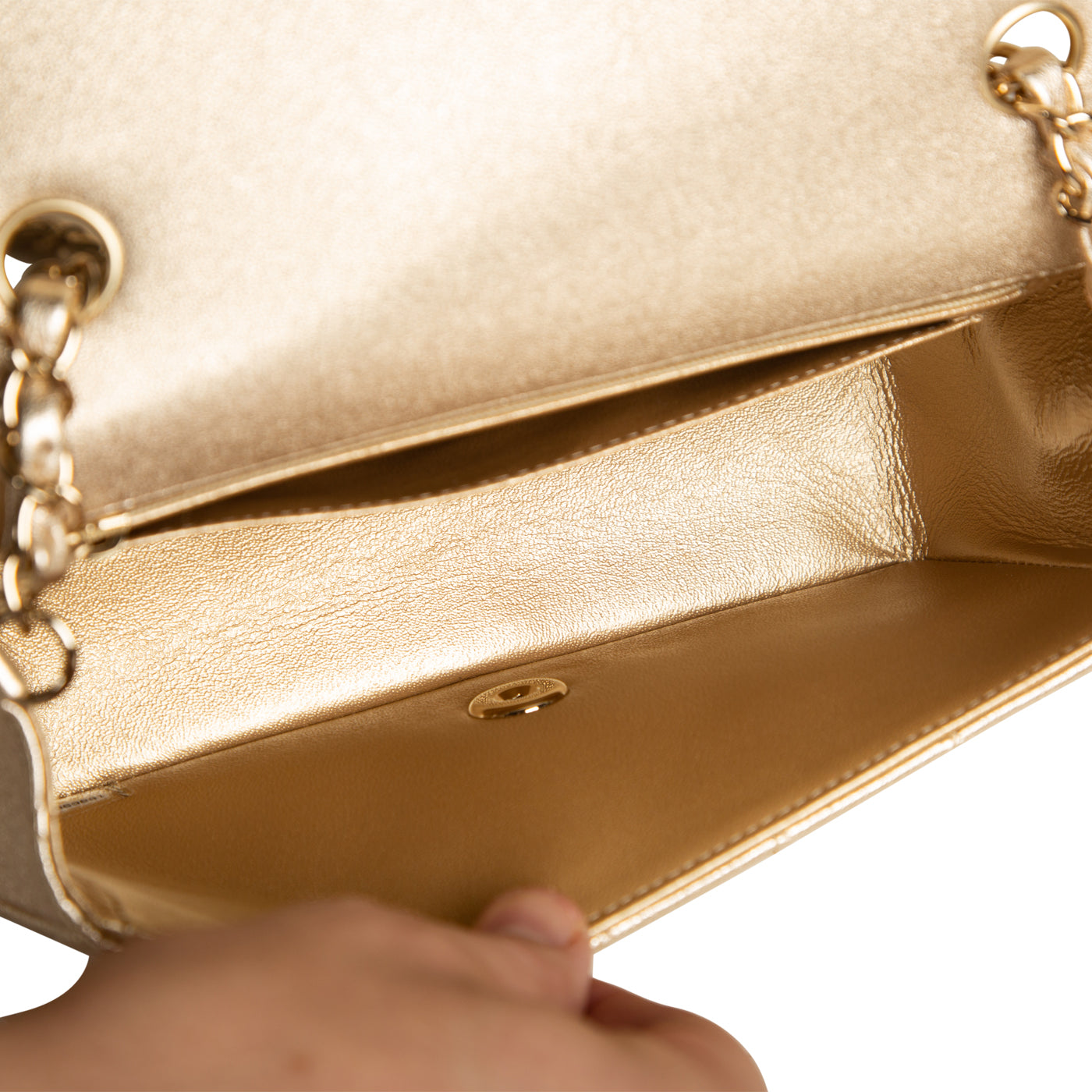 Chanel - Mini Rectangular Classic Flap Bag - Gold Goatskin - Limited ...