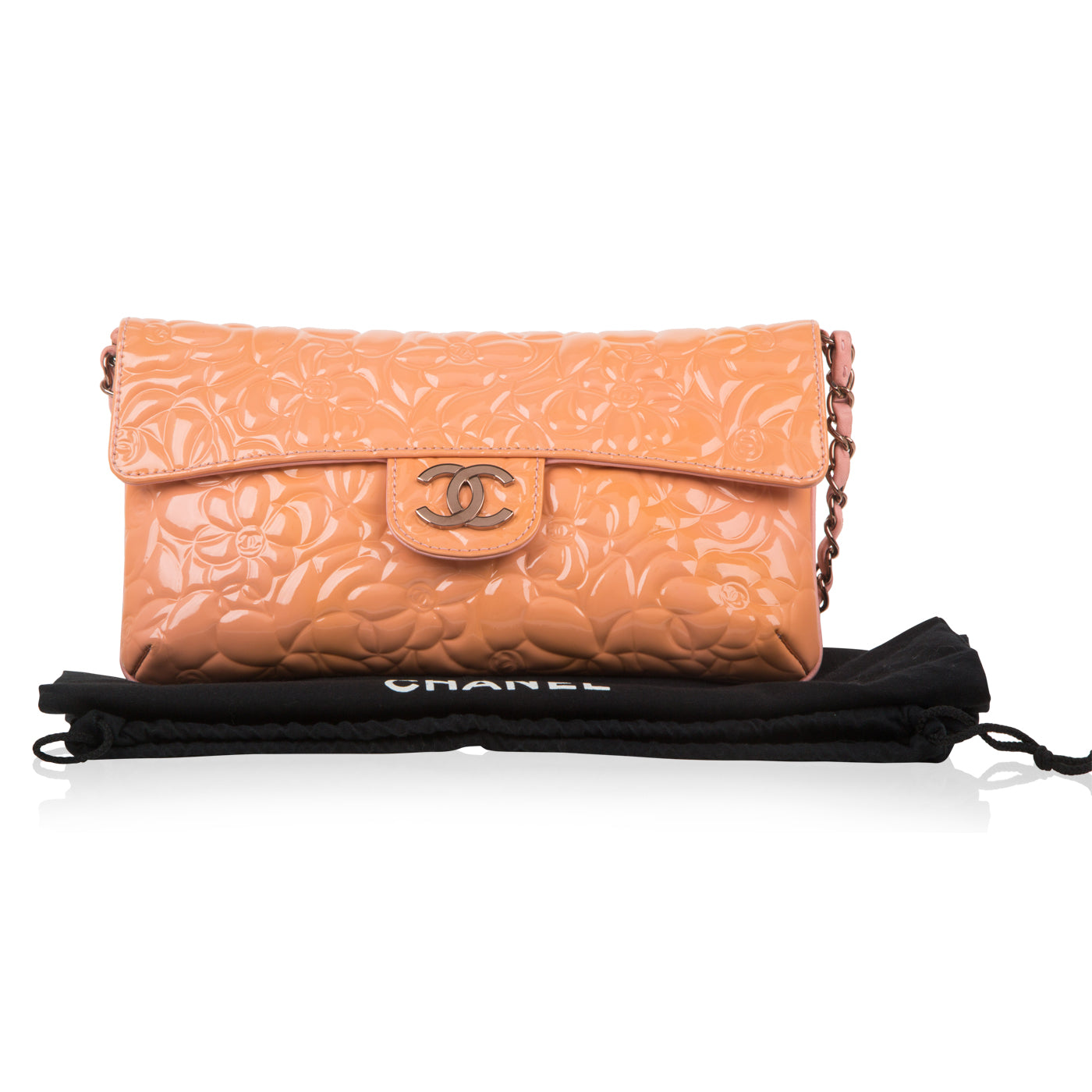 Peach Patent Camellia Bag