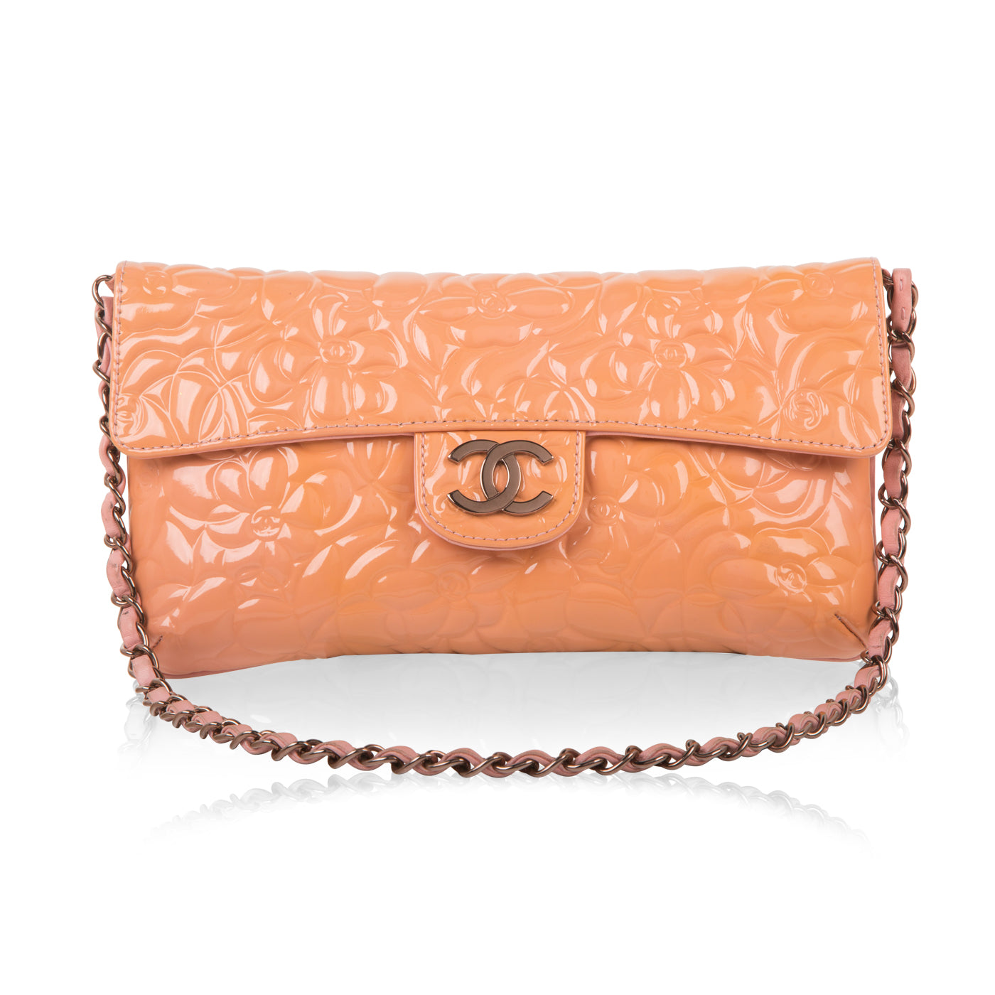 Peach Patent Camellia Bag