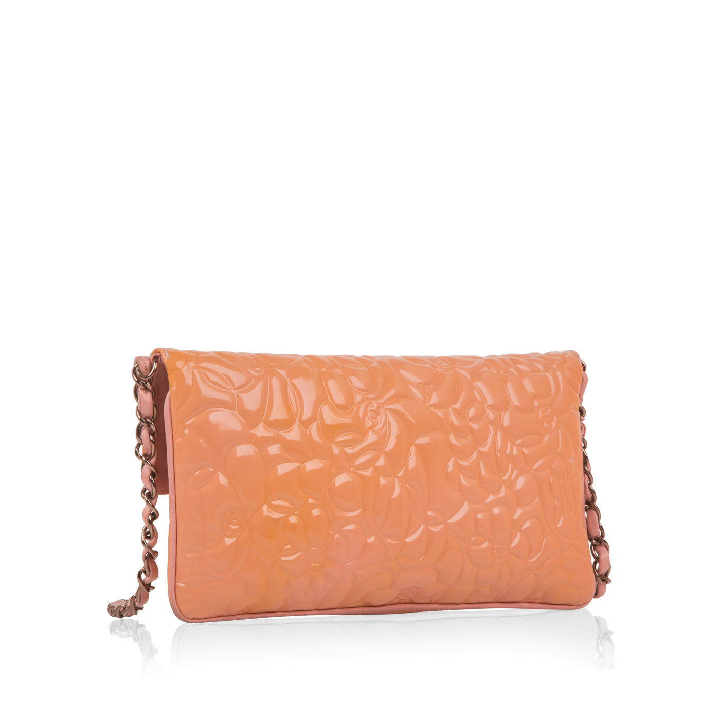 Peach Patent Camellia Bag