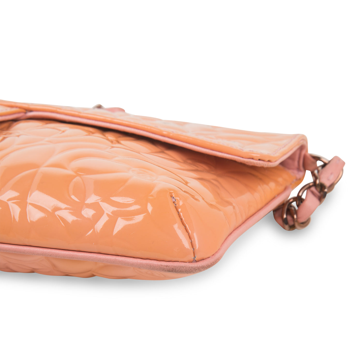 Peach Patent Camellia Bag