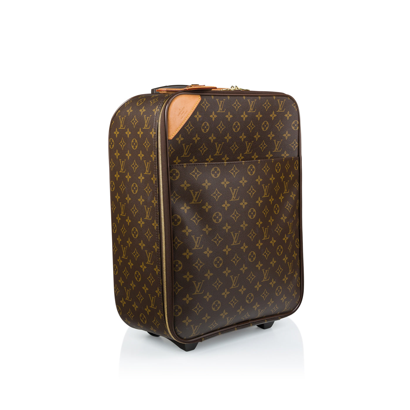 louis vuitton pegase 45 cm suitcase in brown monogram canvas and natural  leather