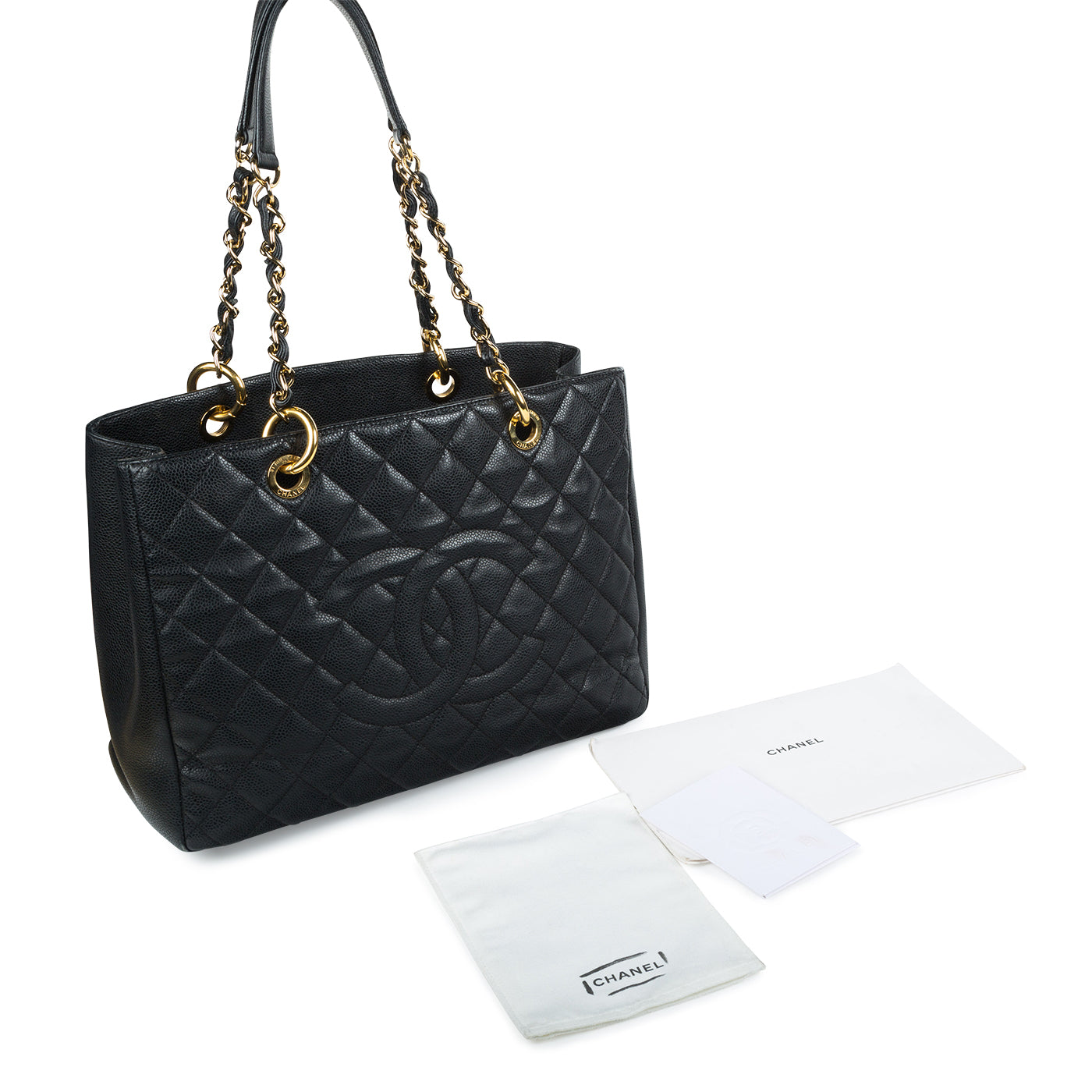 Grand Shopping Tote - Caviar - GHW