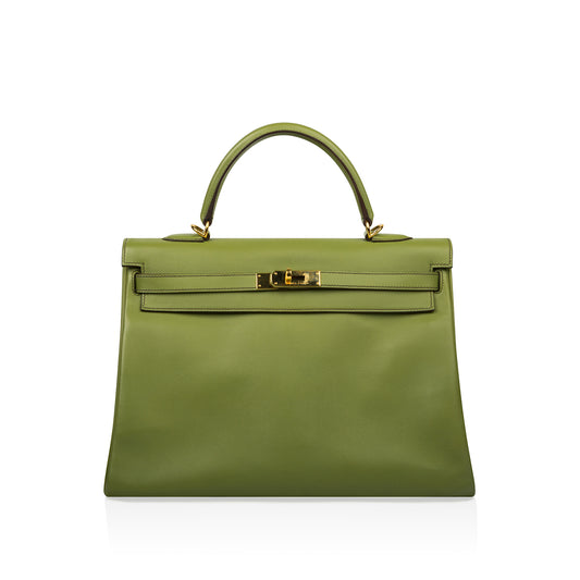 Kelly 35 - Vert Anis Swift leather