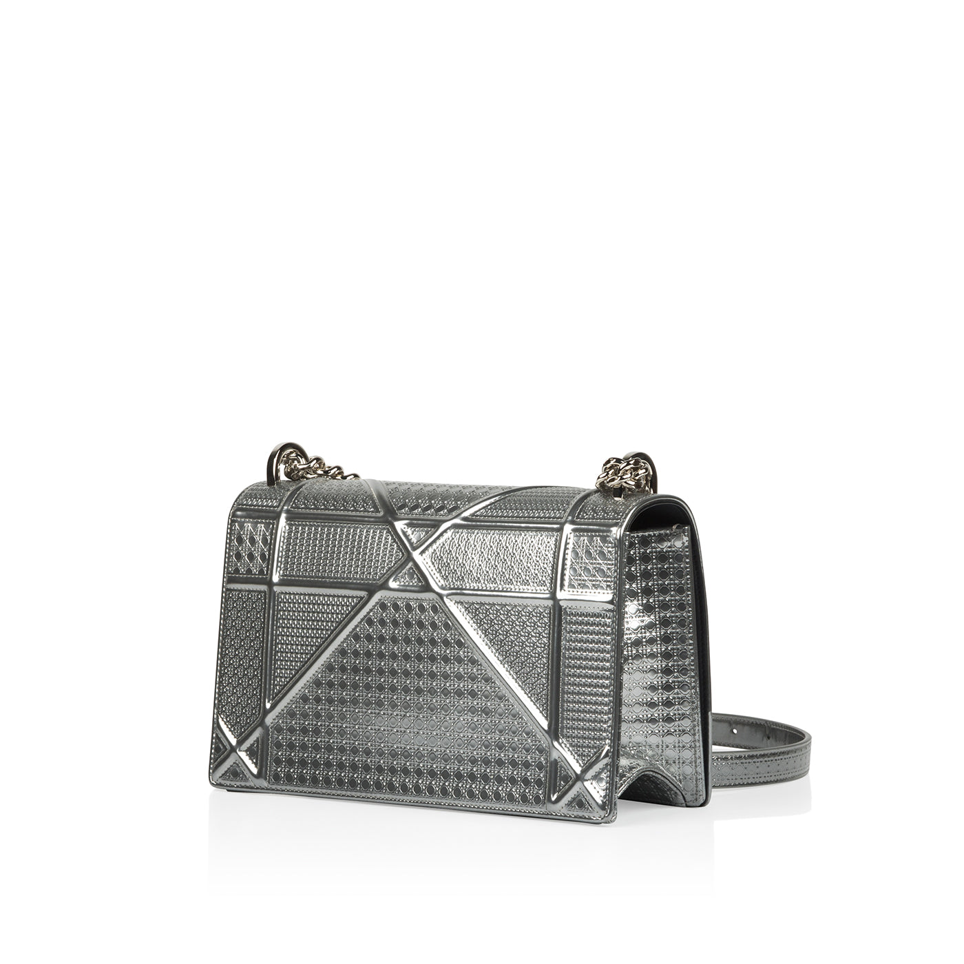 Dior Metallic Silver Micro Cannage Leather Mini Diorama Shoulder