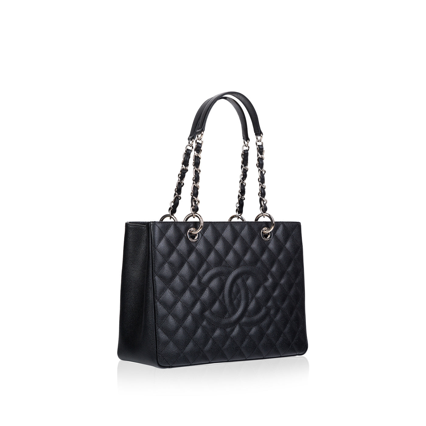 Grand Shopping Tote - Caviar - SHW