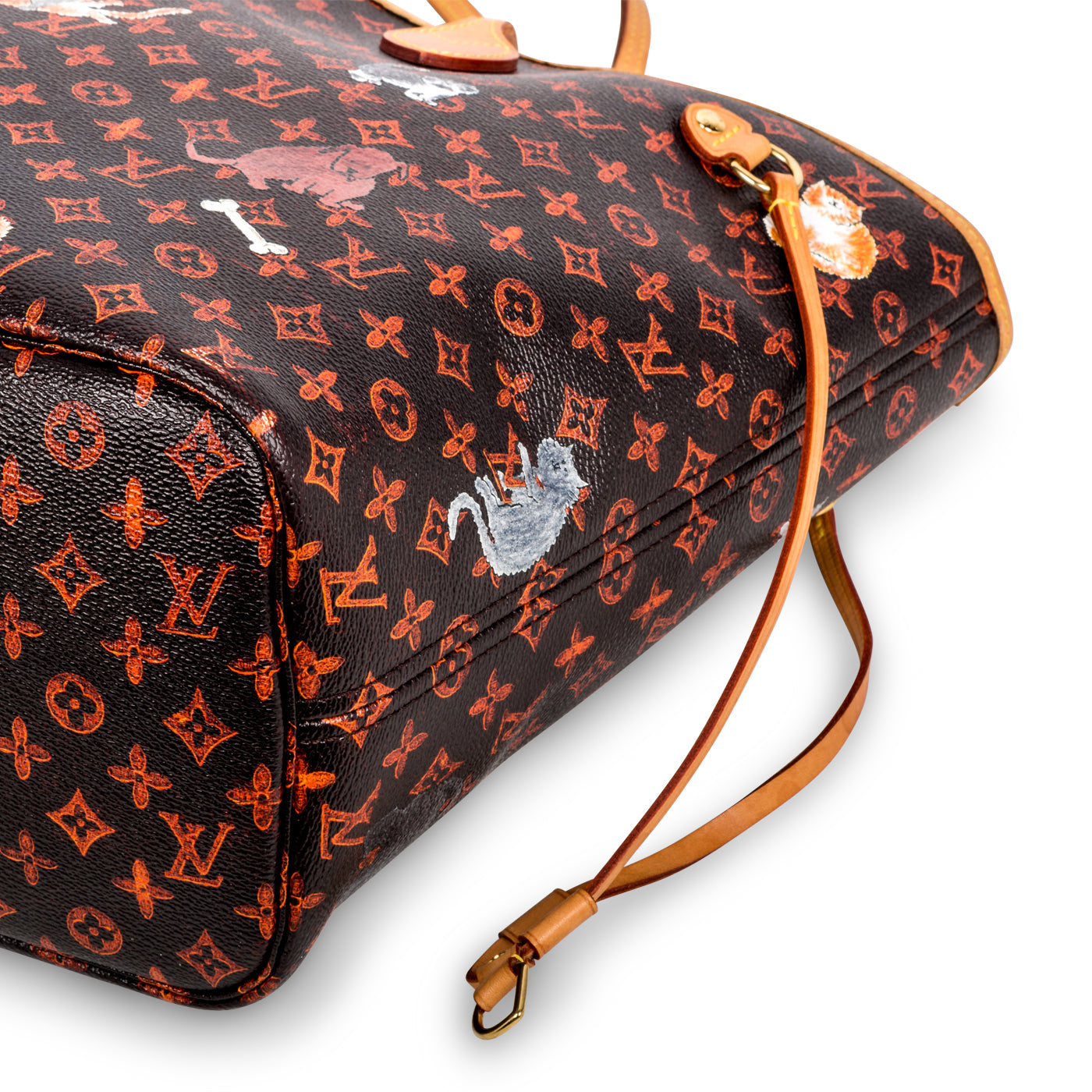 LOUIS VUITTON Neverfull Catogram MM Canvas Tote Bag Orange