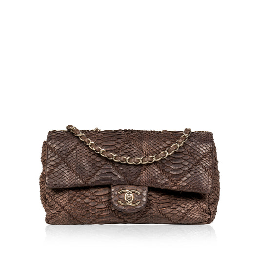 Python Flap Bag Brown