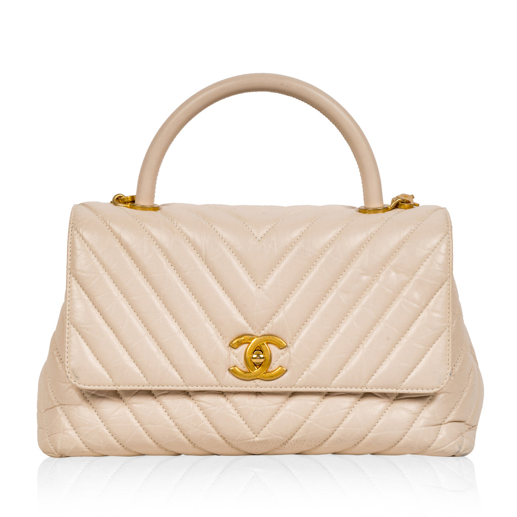 Chanel Coco Handle Shoulder Bag Beige Medium