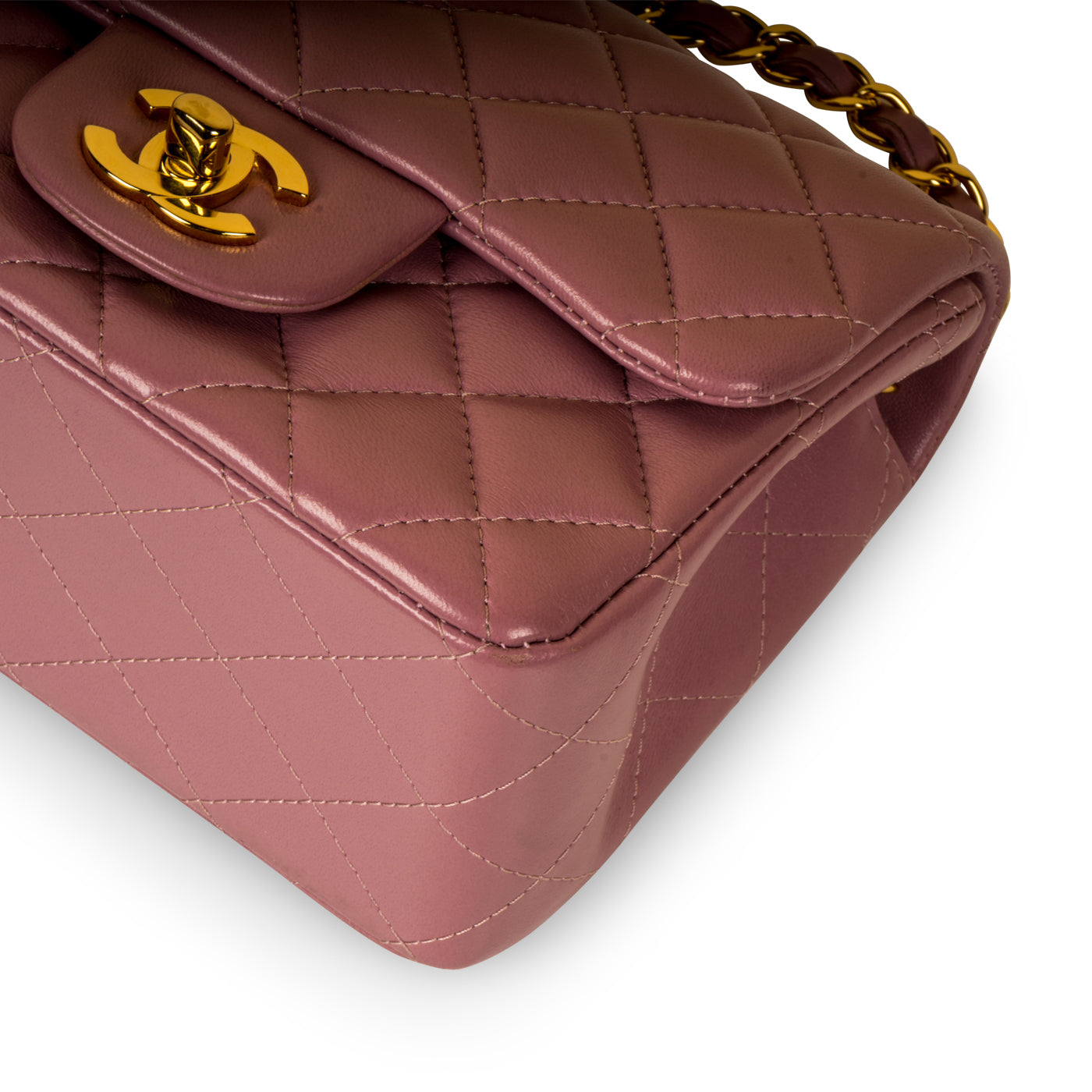 Chanel - Mini Square Classic Flap Bag - Mauve Lambskin - GHW