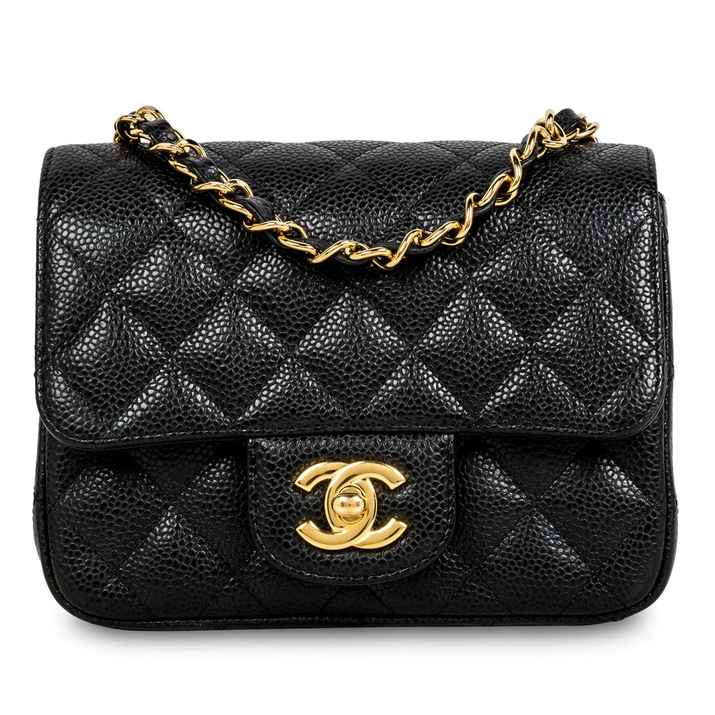Chanel - Mini Square Classic Flap Bag - Black Caviar - SHW