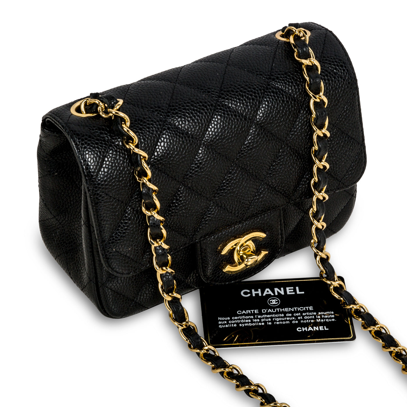 Chanel Extra Mini Classic Flap Bag in Black Caviar in SHW