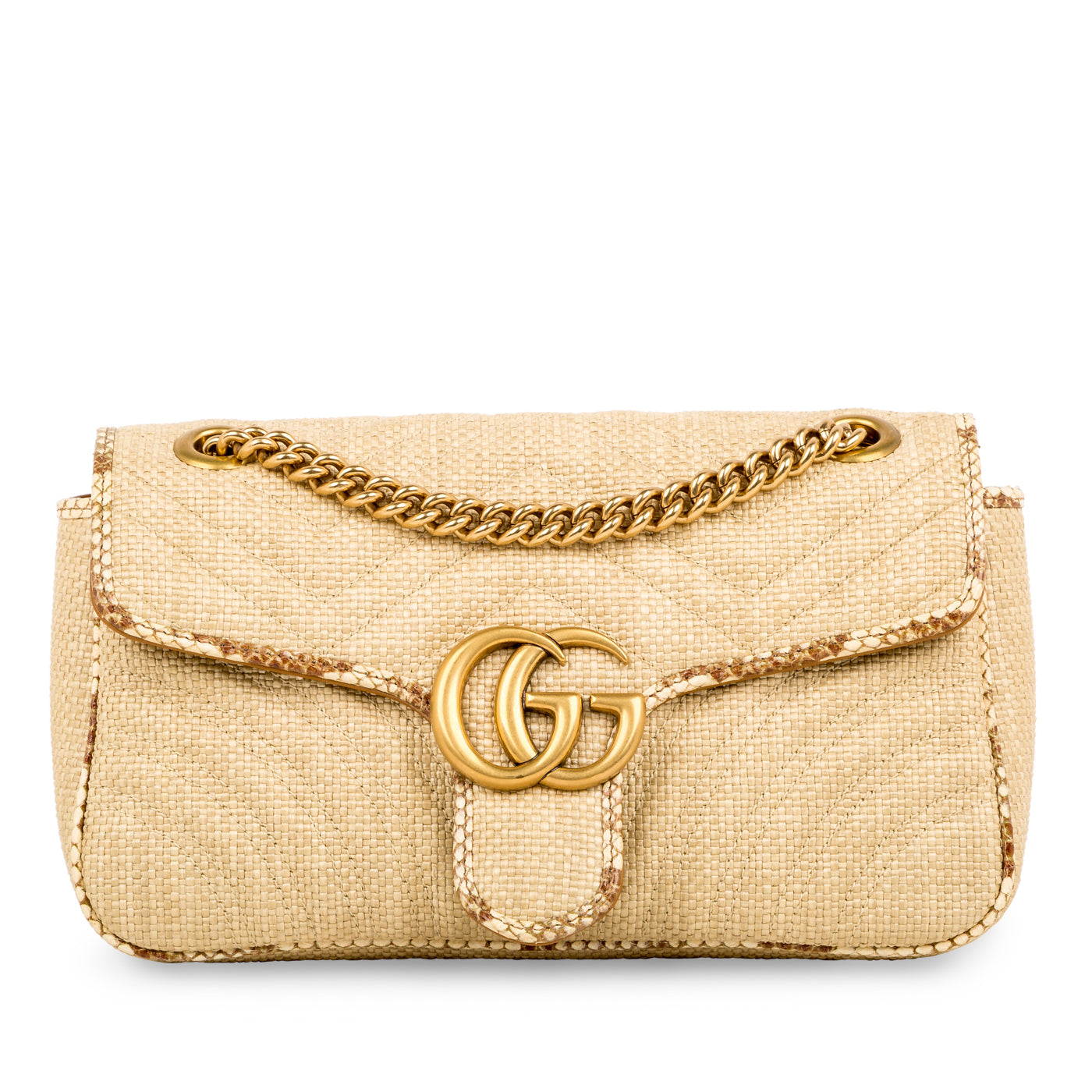 GG Marmont Bag - Raffia and Python - Small