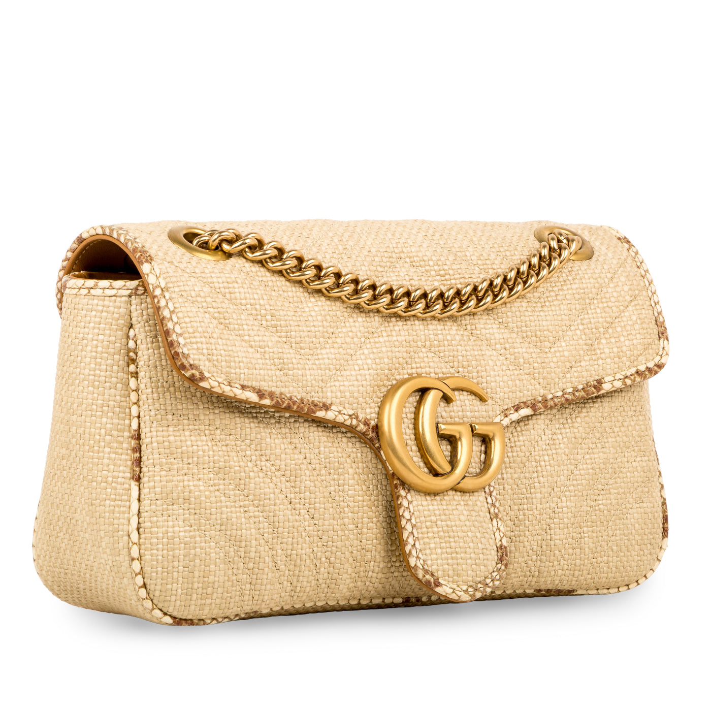 GG Marmont Bag - Raffia and Python - Small