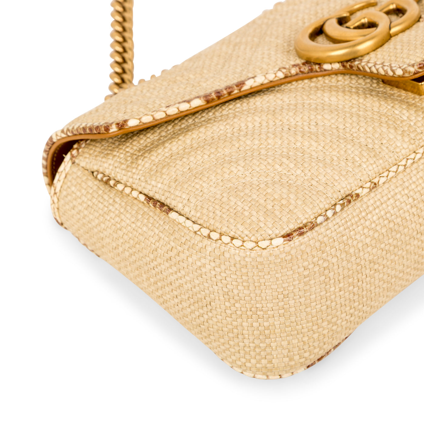 GG Marmont Bag - Raffia and Python - Small