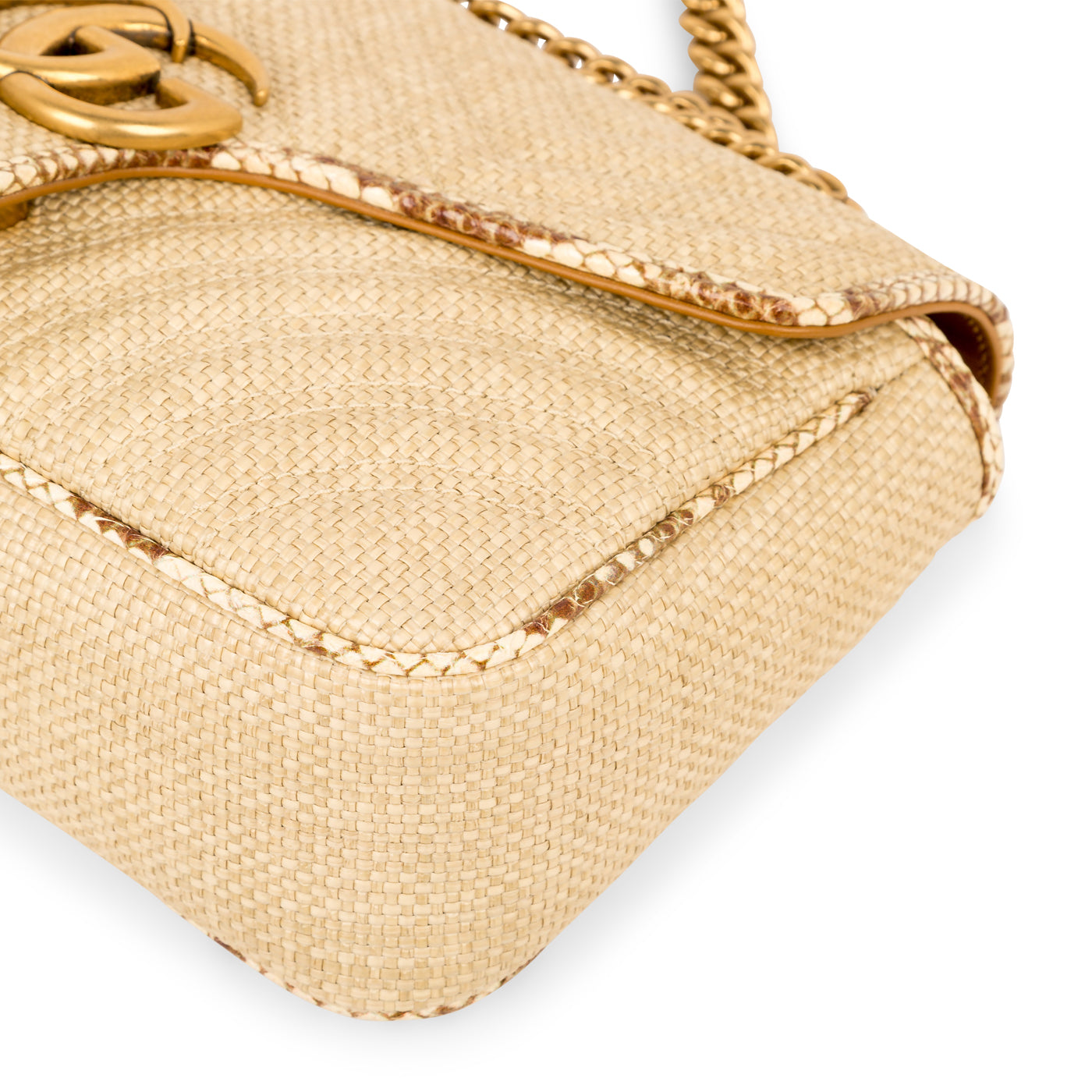 GG Marmont Bag - Raffia and Python - Small