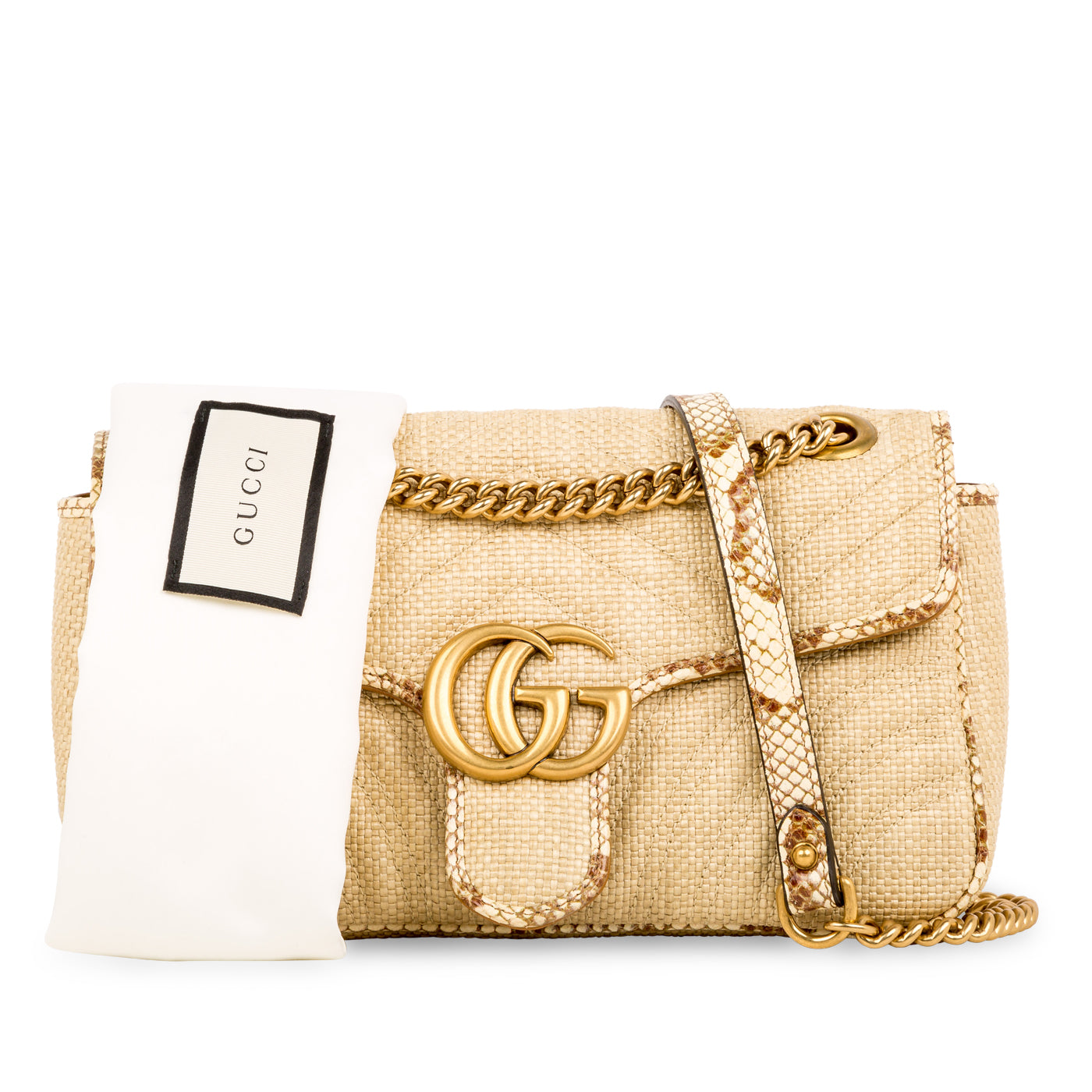 GG Marmont Bag - Raffia and Python - Small