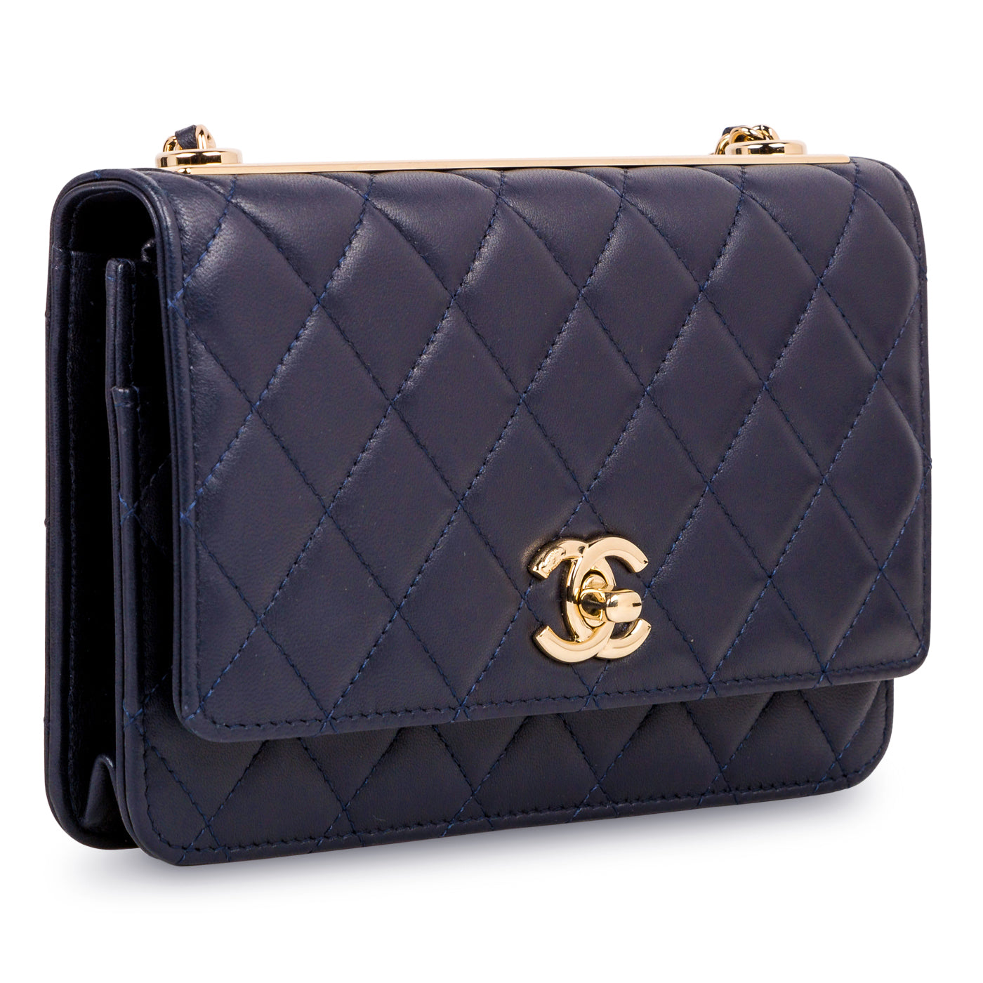Chanel - Navy Blue Wallet On Chain - Trendy - Lambskin - GHW
