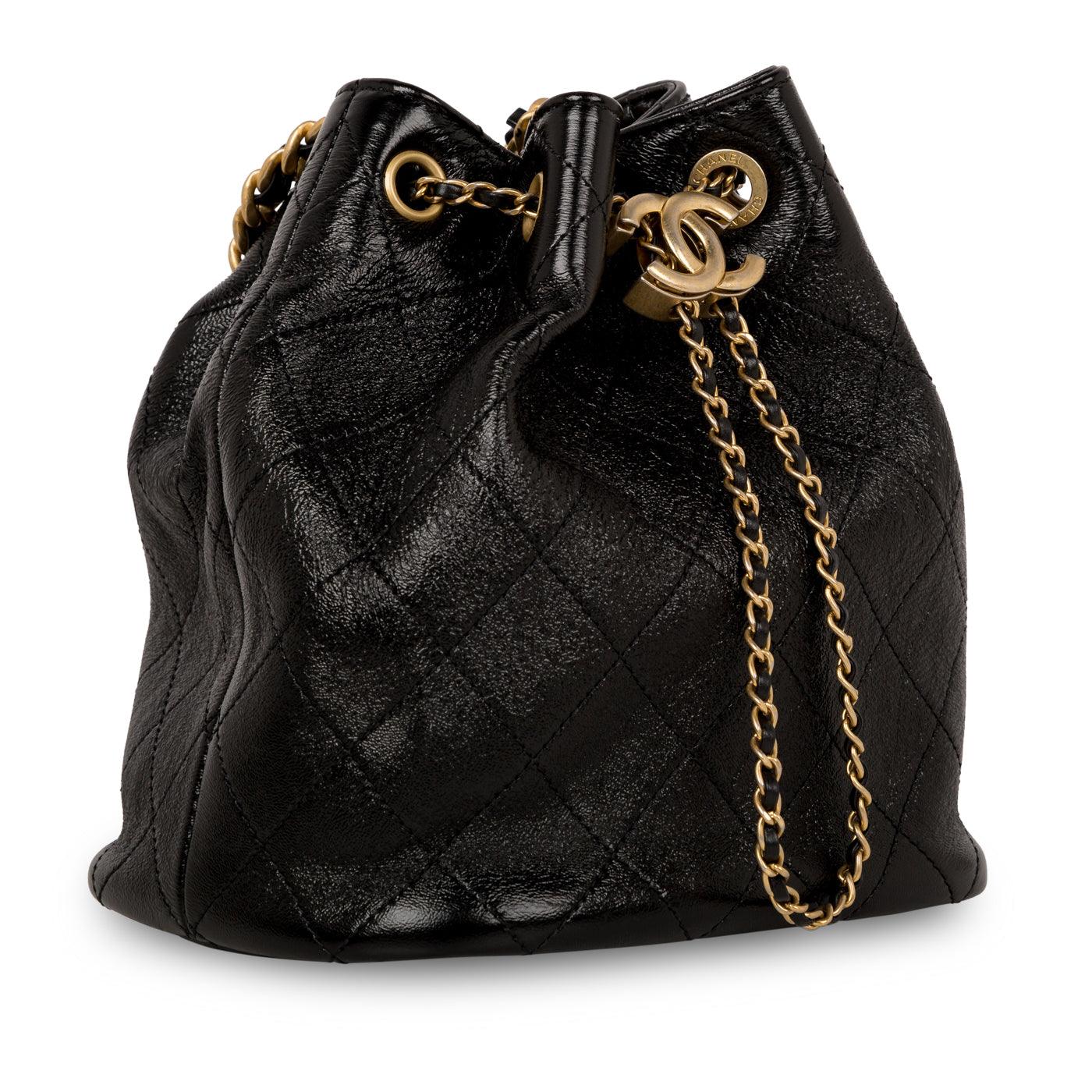 Glazed Lambskin Bucket Bag