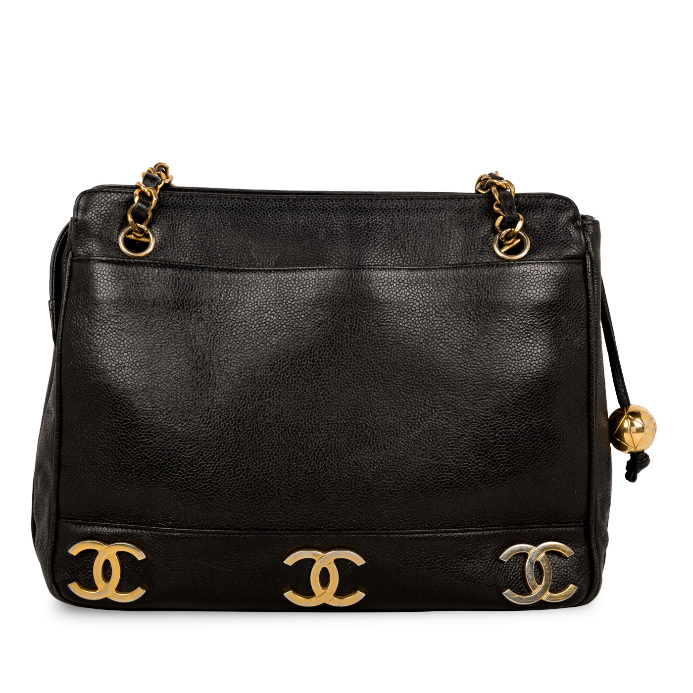 Chanel Matelasse Double Flap Coco Mark Chain Shoulder Bag Black Lambsk