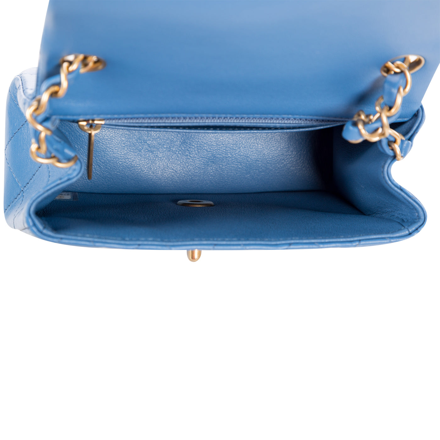 Chanel - Mini Square Classic Flap Bag - Blue Lambskin - CGHW