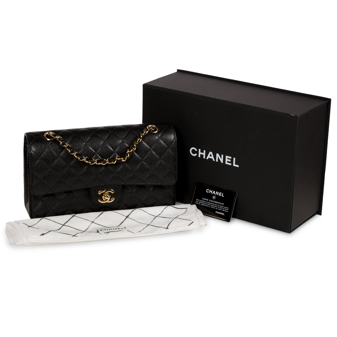 Chanel - Classic Flap Bag - Medium - Black Caviar - GHW - Brand New