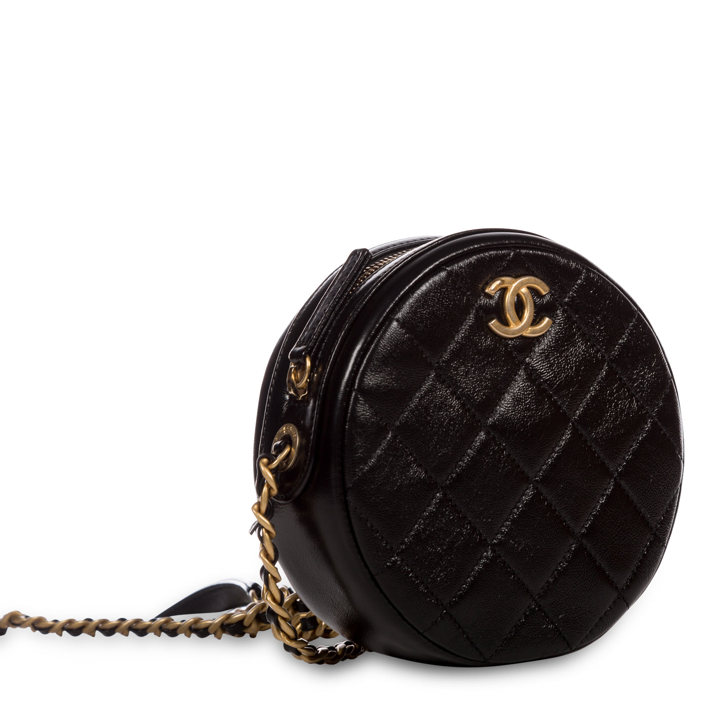 Glazed Lambskin Circular Crossbody