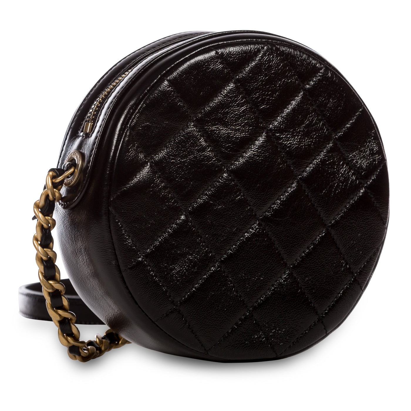 Glazed Lambskin Circular Crossbody