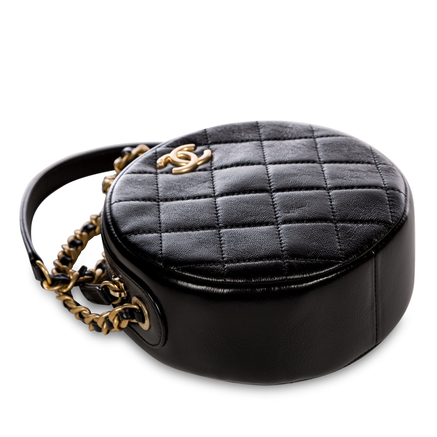 Glazed Lambskin Circular Crossbody