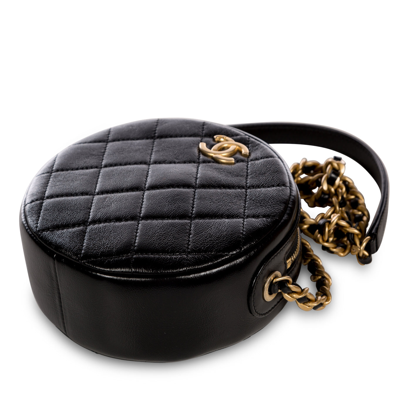 Glazed Lambskin Circular Crossbody