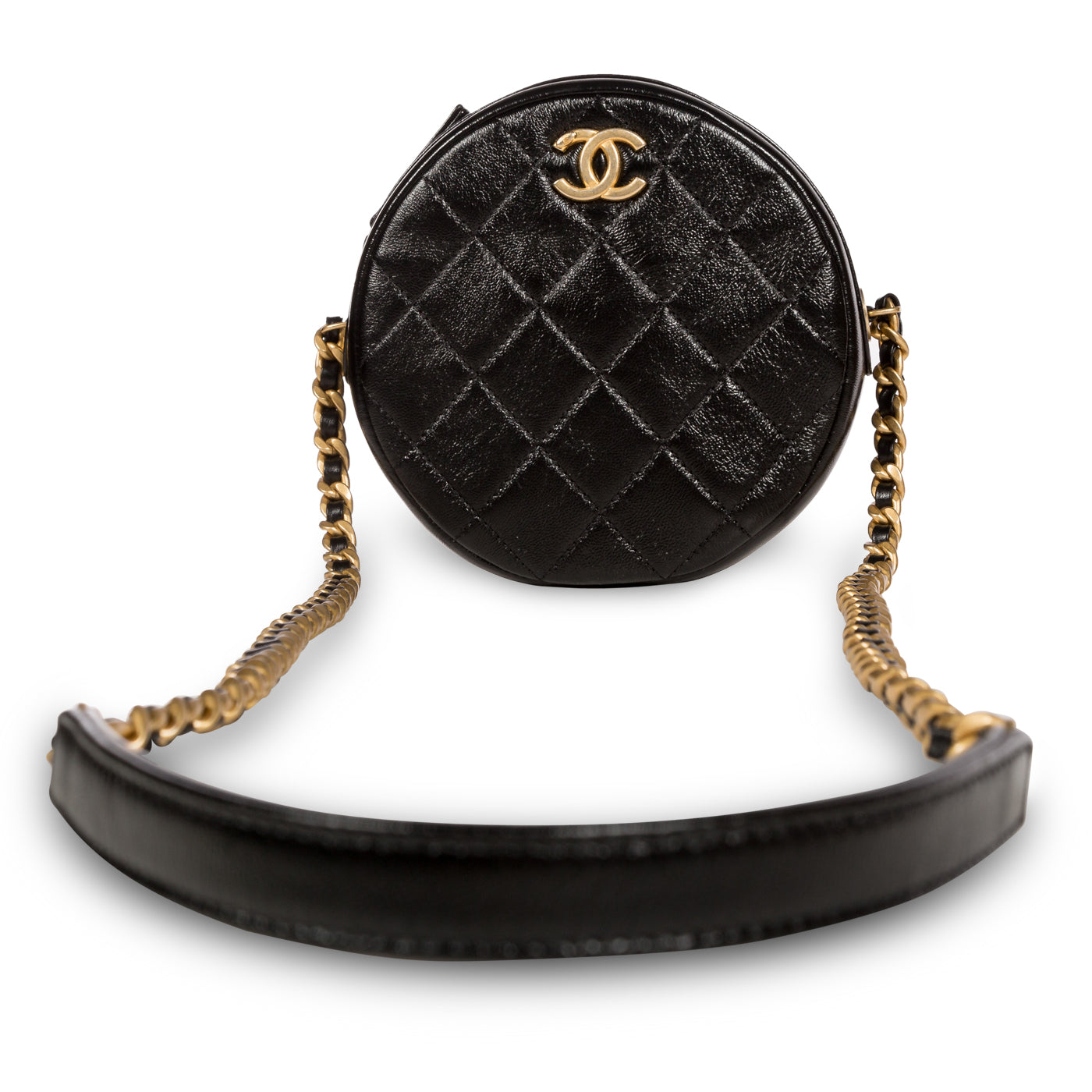 Glazed Lambskin Circular Crossbody